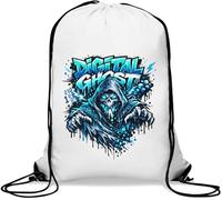 Eerie Hooded Digital Phantom Gym Sack Casual Drawstring Bag White