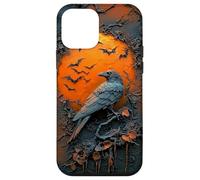 Eerie Raven Crow Perched Bats Orange Moon Halloween Gothic Case for iPhone 12 mini