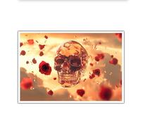 Eerie Rose Skull Canvas Wall Art Surreal Cloud Modern Dark Pictures Artwork Prints Gothic Mural Mysterious Poster Painting Home Decor 40x60cm Frameless