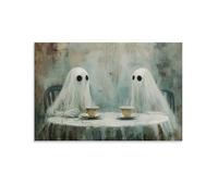 Eerie Tea Party With Ghostly Figures Halloween Wall Art Paintings Canvas Prints Poster Artwork for Living Room Bedroom Bathroom Office Home Decor 20x30inch(50x75cm)