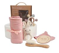 EERKEOD Baby Gift Set for Newborn New Baby Gift Set - Newborn Baby Essentials Baby Bath Set with Baby Blanket Baby Rattle - New Born Baby Girls Gift & Baby Boy Gifts for Baby Shower