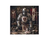 EERS European Medieval Templar Crusader Vintage Armoured Warrior Poster Decorative Painting Canvas Wall Posters And Art Picture Print Modern Family Bedroom Decor Posters 12x12inch(30x30cm)
