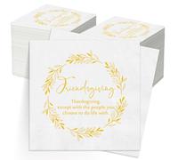 Eersida 100 Pcs Friendsgiving Paper Napkins 3-Ply Disposable Thanksgiving Napkins Autumn Fall Leaves Harvest Cocktail Napkin for Friends Themed Thanksgiving Dinner Party Decorations