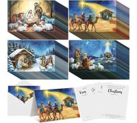 Eersida 100 Pcs Religious Nativity Christmas Card Christmas Cards with Envelopes Bulk Religious Cards Nativity Scenes from Scripture for Xmas Winter New Year (Oil Painting Style)