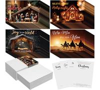 Eersida 100 Pcs Religious Nativity Christmas Card with Scripture Christmas Cards with Envelopes Bulk Religious Cards Bible Verses Nativity Scenes from Scripture for Xmas Winter New Year