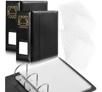 Eersida 2 Pcs Binder Bundle for Holding Broadway Play Program and Theater Programs with 50 Custom Sheet Protectors and 4 Dividers, PU Leather Binder with Window, D-Ring, Black