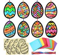 Eersida 32 Sets Easter Egg Crafts Kit, Easter Tissue Paper Suncatcher Bulk Stained Glass Effect, Spring Window Art DIY Paper Craft for Classroom Home Activities Party Decorations Gift