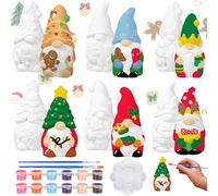 Eersida 6 Sets Christmas Gnome Ceramics to Paint Xmas Ready to Paint Your Own Ceramic Gnome Statues DIY Unpainted Ceramics Paintable Figurines Kit Crafts with Brush Palette