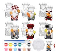 Eersida 6 Sets Gnome Ceramics to Paint Pumpkin Ready to Paint Your Own Ceramic Gnome Statues DIY Unpainted Ceramics Paintable Figurines Kit Crafts with Brush Palette(Chef Gnome)