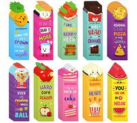 Eersida 60 Pieces Scratch and Sniff Scented Bookmarks Kids Fruit Food Theme Sayings Bookmarks Sayings Assorted Cute Scented Gifts for Students Teens Food Lovers, 10 Styles