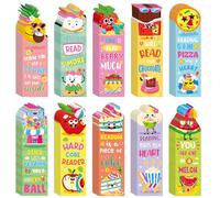 Eersida 90 Pieces Summer Scented Bookmarks Fruit Food Theme Sayings Bookmarks Sayings Assorted Cute Scented Gifts for Learning Reading Rewards Food Lovers, 10 Styles