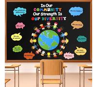Eersida Classroom Bulletin Board Sets Bulletin Board Decoration Set Classroom Decor for Library School Window Wall Door Decor Home Office(Our Strength is Our Diversity)