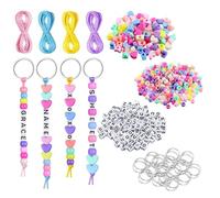Eerthel 566 Pcs Keyring Making Kit, DIY Keychain Making Kit for Kids Includes Letter Beads, Open Rings, Color Rope, Circle for Handcrafting Keyrings, Backpack Charms, Party Favors