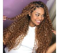 Eerya Long Curly Braiding Hair 18 Inch 2 Packs Ocean Wave Crochet Hair for Black Women Deep Wave Braiding Hair for Boho Braids (18 inch, #30)