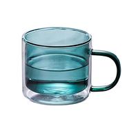 EESLL 2Pack Clear&Colorful Double Walled Glass Coffee Mug,Insulated Coffee Cups with Handle,Colorful Coffee Cups,Clear Glass Cup 8.5oz,250ml