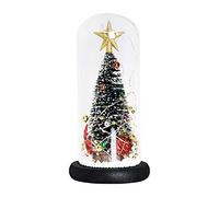 EESLL Christmas Tree in Glass Dome,Artificial Mini Christmas Tree,Small Christmas Tree,Lighting Desktop Ornament,Glowing Mini Xmas Tree with LED Lights for Christmas Decor