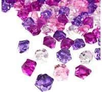 EesTeck Decorative Acrylic Ice Gems, Pink and Purple Mix, Clear Crystals, 200 Pieces Acrylic Crystal Chunks, 11 * 14 mm Fake Acrylic Ice Rocks for Party Table Scatter Gems, Wedding Vase Filler