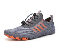 Eestfy Barefoot Water Shoes for Men Women Adjustable Strap & Quick-Dry Mesh Aqua Sneakers Lightweight Running Trainers for Swimming, Beach, Snorkeling & Water Sports,A3 Gray,6 UK