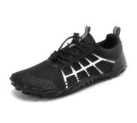 Eestfy Barefoot Water Shoes for Men & Women, Quick Dry Amphibious Aqua Trainers with Elastic Strap, Lightweight Sneakers for Trekking, Hiking, Surfing, Fishing,Blackwhite,4 UK