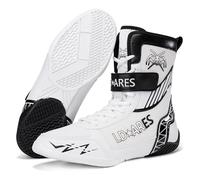 Eestfy Boxing Shoes High Top Lightweight Grip Sole Low-Profile Feel for Competition Training Muay Thai and Fight Movement,White,13 UK