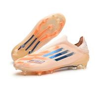 Eestfy Elastic Slip On Soccer Cleats for Training, Laceless Football Boots with FG TF Studs, Breathable Durable Shoes for Students Amateur Players,Orange FG,8 UK