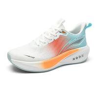 Eestfy Men & Women Breathable Mesh Running Shoes with Soft EVA Cushioning, Lightweight Comfort for Daily Jogging and Fitness,WhiteCyanOrange,4.5 UK