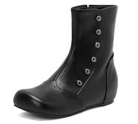 Eestfy Victorian Style Mid-Calf Boots Side Zip Chunky Block Heel Round Toe Color Block Studded Fashion Boots for Autumn & Winter Daily Wear,Black,8 UK