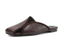 Eestfy Women's Casual Slip On Mule Slippers Square Toe Flat Backless Slides Comfortable Everyday Shoes for Walking & Daily Outdoor Wear,Brown,9 UK