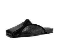 Eestfy Women's Casual Slip On Mule Slippers Square Toe Flat Backless Slides Comfortable Everyday Shoes for Walking & Daily Outdoor Wear,Black,3 UK