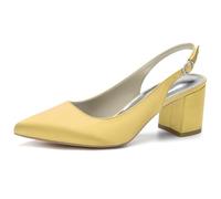 Eestfy Women's Classic Pointed Toe Slingback Pumps Block Heel Court Shoes Elegant Dress Heels Timeless Style Comfortable Fit Design,Gold,5 UK