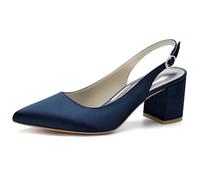 Eestfy Women's Classic Pointed Toe Slingback Pumps Block Heel Court Shoes Elegant Dress Heels Timeless Style Comfortable Fit Design,Dark Blue,3 UK