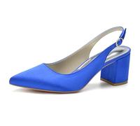 Eestfy Women's Classic Pointed Toe Slingback Pumps Block Heel Court Shoes Elegant Dress Heels Timeless Style Comfortable Fit Design,Blue,4 UK