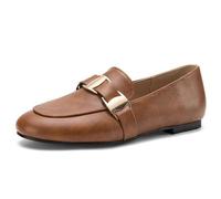 Eestfy Women's Court Shoes Professional Flat Loafers Elegant Office Shoes for Business Work & Interview Polished Solid Color Slip On Dress Pumps Comfortable Footwear,Brown,4.5 UK