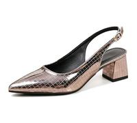 Eestfy Women's French Style Slingback Pumps Elegant Pointed Toe Block Heel Dress Shoes Adjustable Buckle Strap for Dinner Date Night & Cocktail Party,Gray,11 UK