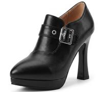 Eestfy Women's High Heel Booties Platform Stiletto Pointed Toe Buckle Accent Ankle Boots for Performance Wear & Evening Parties Sexy Clubwear Dress Footwear Black