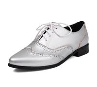 Eestfy Women's Lace Up Oxford Shoes Low Heel Brogue Pointed Toe Flats