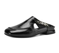 Eestfy Womens Minimalist Mule Flats Closed Toe Square Toe Slip On Backless Sandals Casual Shoes Modern Simple Style for Office & Daily Wear,Black,4 UK