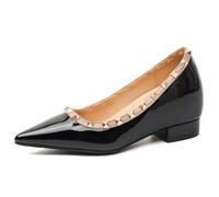 Eestfy Women's Office Court Shoes Internal Height Increase 7CM Pointed Toe Elegant Rivet Pumps for Professional Work & Business Meeting Stiletto Style Walking Heels,Black,7 UK