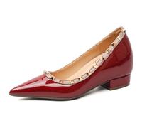 Eestfy Women's Office Court Shoes Internal Height Increase 7CM Pointed Toe Elegant Rivet Pumps for Professional Work & Business Meeting Stiletto Style Walking Heels,Burgundy,7 UK