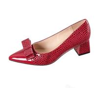 Eestfy Women's Office Pumps Comfortable Block Heel Shoes Pointed Toe Bow Accent Business Casual Footwear Slip On Dress Pumps for Interview & Professional Office Wear Burgundy