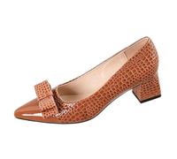 Eestfy Women's Office Pumps Comfortable Block Heel Shoes Pointed Toe Bow Accent Business Casual Footwear Slip On Dress Pumps for Interview & Professional Office Wear