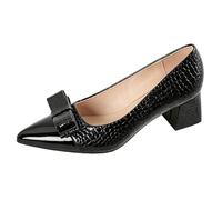 Eestfy Women's Office Pumps Comfortable Block Heel Shoes Pointed Toe Bow Accent Business Casual Footwear Slip On Dress Pumps for Interview & Professional Office Wear Black