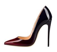 Eestfy Women's Patent Leather Gradient Stiletto High Heel Pointed Toe Fashion Pumps Modern Dress Heels for Evening Outings & Social Events,Black,3 UK