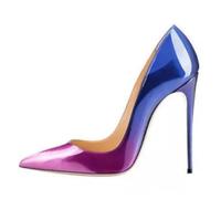 Eestfy Women's Patent Leather Gradient Stiletto High Heel Pointed Toe Fashion Pumps Modern Dress Heels for Evening Outings & Social Events,Purple,6.5 UK