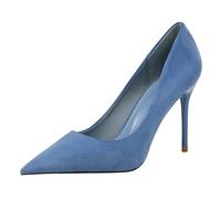 Eestfy Womens Pointed Toe Pumps Stiletto High Heel Closed Toe Shoes Blue
