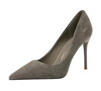 Eestfy Womens Pointed Toe Pumps Stiletto High Heel Closed Toe Shoes Grey