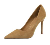 Eestfy Womens Pointed Toe Pumps Stiletto High Heel Closed Toe Shoes Khaki