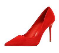Eestfy Womens Pointed Toe Pumps Stiletto High Heel Closed Toe Shoes Red