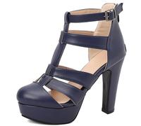 Eestfy Women's Punk Platform Sandals High Heel Gladiator Cage Heels Open Toe Buckle Strap Statement Fashion Shoes for Streetwear Concert Festival and Nightlife Blue