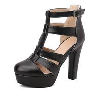 Eestfy Women's Punk Platform Sandals High Heel Gladiator Cage Heels Open Toe Buckle Strap Statement Fashion Shoes for Streetwear Concert Festival and Nightlife Black